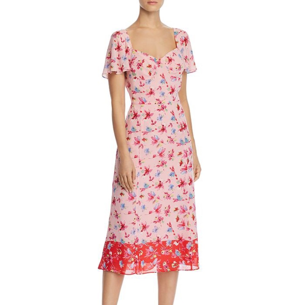 Nanette Lepore Pink Floral Midi Dress